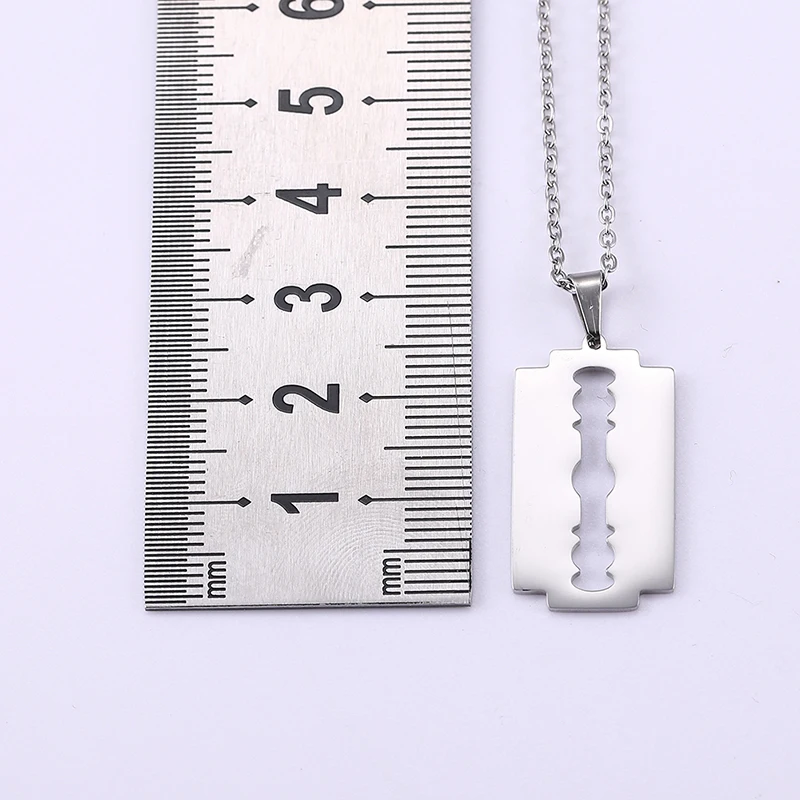 

Unift Trendy Razor blade Necklace For Men Shaver Shape Pendant Necklaces Stainless Steel Jewelry Cool Street Hip Hop Accessories