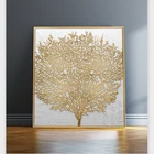 Картина с деревом в скандинавском стиле, светлая картина маслом на холсте, постеры и принты, настенные картины для гостиной, Золотое богато оформленное