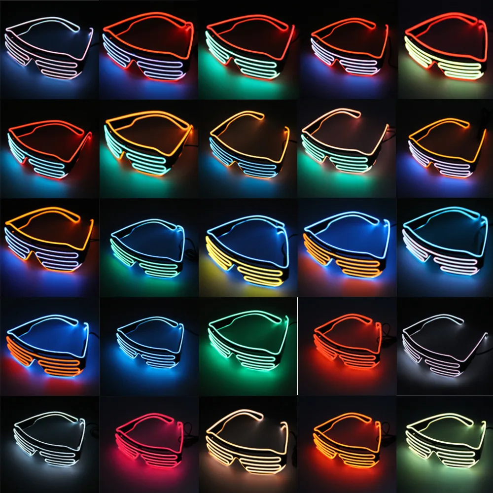 

Double Color Glow LED EL Glasses Wire sunglasses Light Up Shades Flashing Rave Festival Party Bright Glasses New 2020 Hot Sales