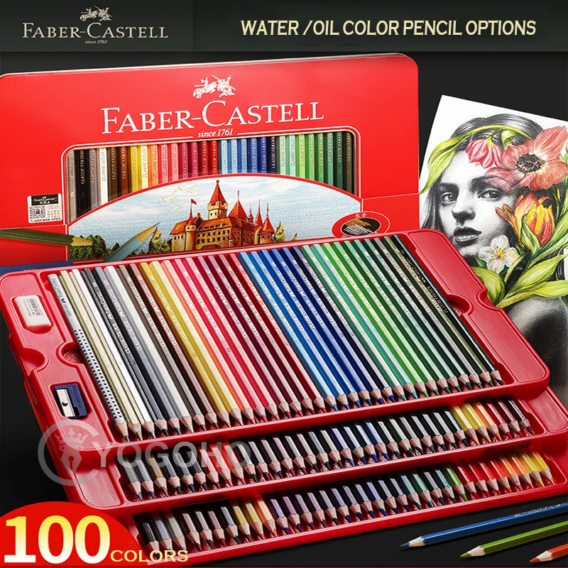 

Professional Faber-Castell 12/24/36/48/60/72/100 Classic Oily color / Water Color Pencil Sketch Drawing Painting Art Supplies