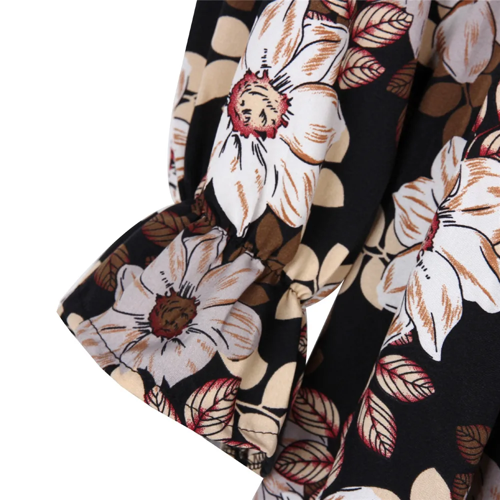 

2021 New Spring Summer Long Slash Neck Floral Dress Women Full Sleeve High Waist Split Party Maxi Dresses For Women Casual