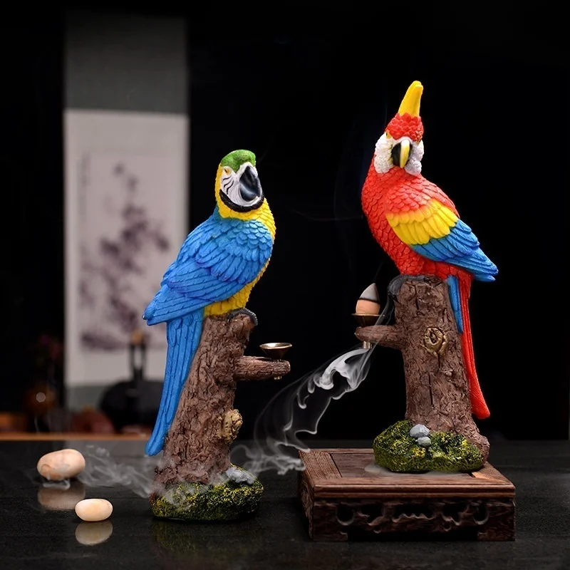 

Parrot Resin Backflow Incense Burner Creative Home Office Decor Handicraft Incense Holder