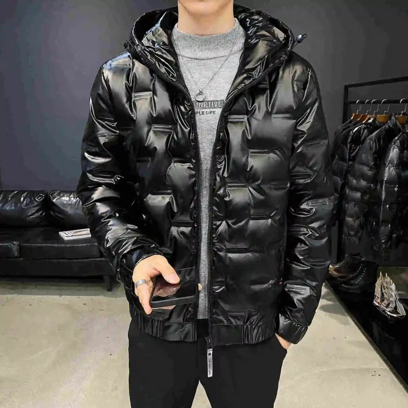 White Duck Down Jacket 2023 New Men's Winter Trend Short Style Light And Warm Korean Version Leisure Bright Face Slim Fit