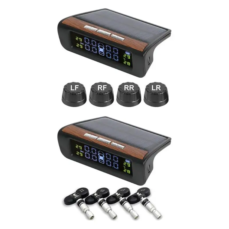 AN-06 Солнечный ЖК-дисплей автомобиля TPMS Авто Система контроля давления в шинах датчик температуры шин с 4 датчиками Высокоэффективная солнечная панель