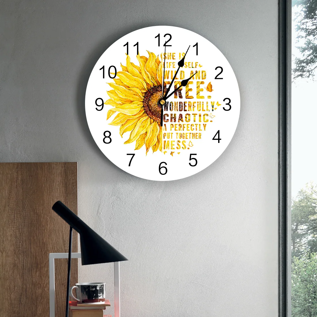 Подсолнух Бабочка белые настенные часы современный дизайн домашний Декор