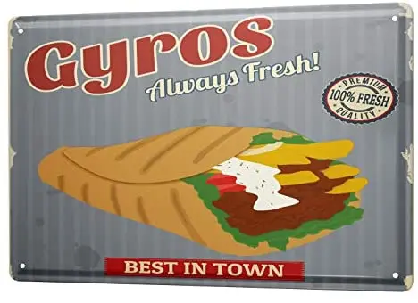 

Tin Sign Metal Plate Decorative Sign Home Decor Plaques Kitchen Gyros