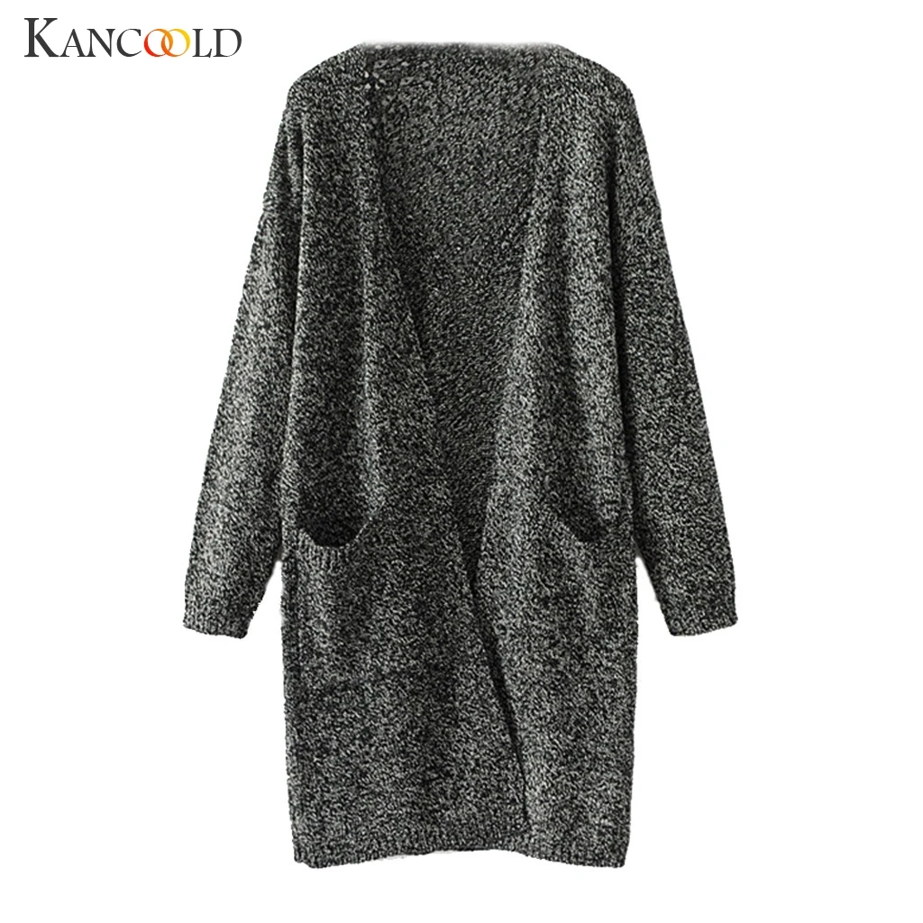 KANCOOLD пальто женские с длинным рукавом Твердые открытые спереди кардиганы джемпер свитера с карманом новые женские пальто и куртки 2019JUL30