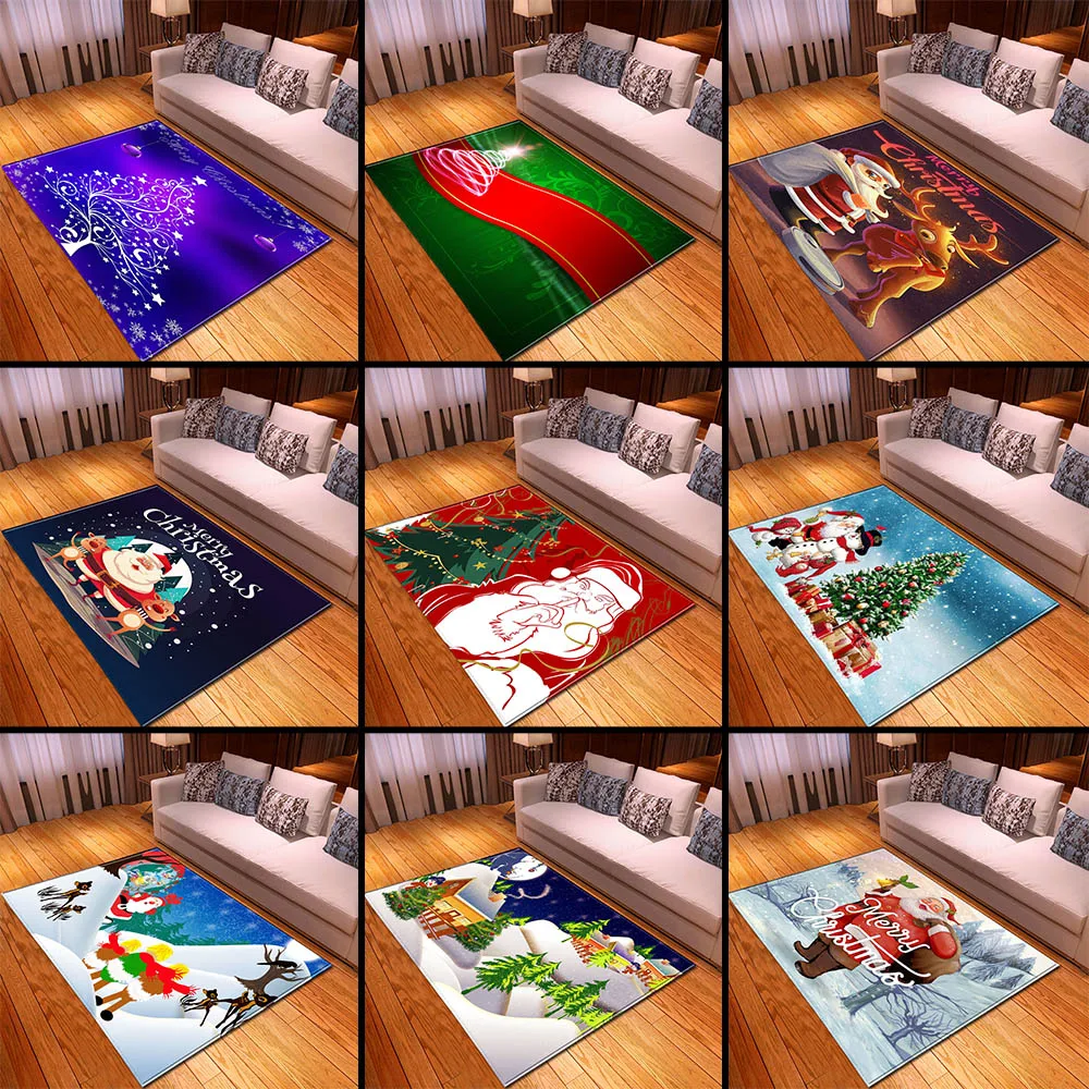 

Cartoon Santa Claus Carpets Parlor Xmas Area Rugs Kids Play Mat Merry Christmas Bedroom Living Room Carpet Home Decoration