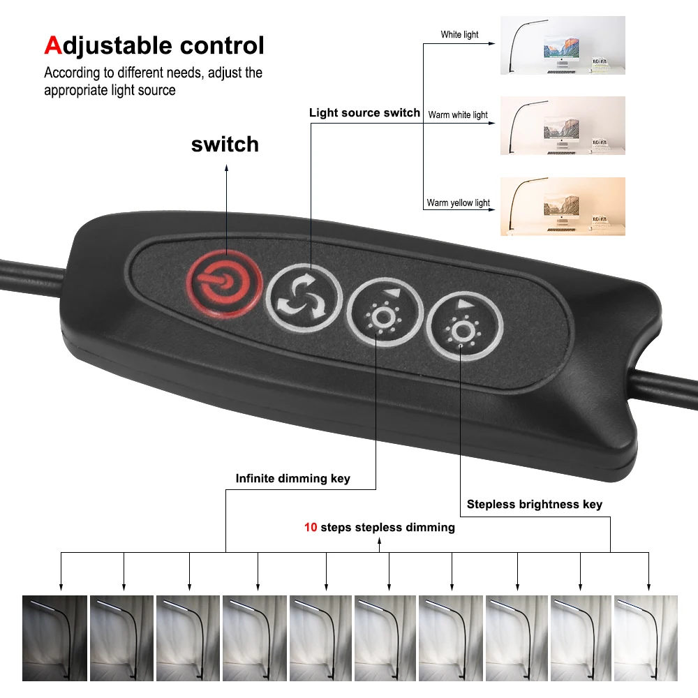 Настольная лампа на длинной ножке 64 светодиода USB гибкая офисная Светодиодная