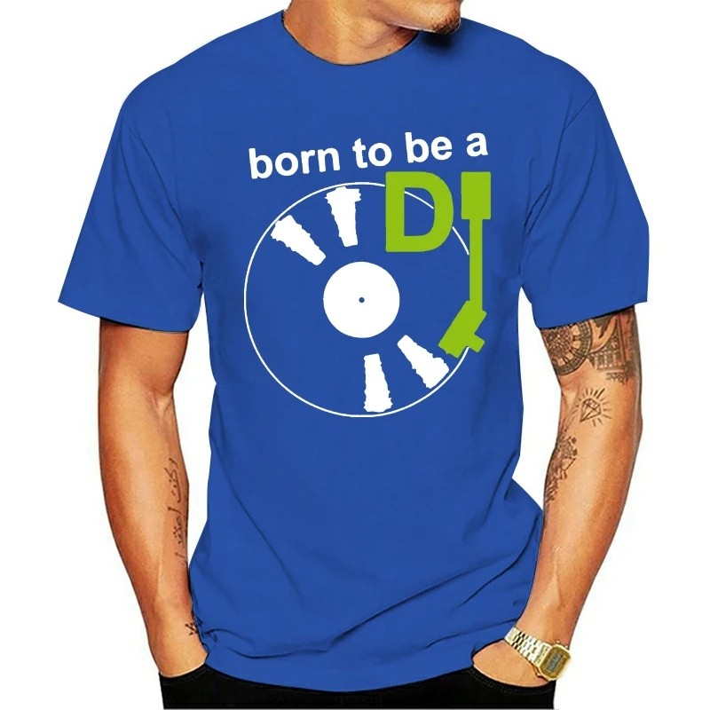 

T Shirt Mens Short Sleeve Born To Be A DJ Vinyl Deejay DJ RECORD