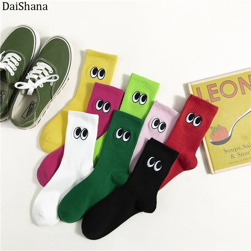 Носки для девочек 1 пара носки в стиле Харадзюку милые с вышитыми глазами