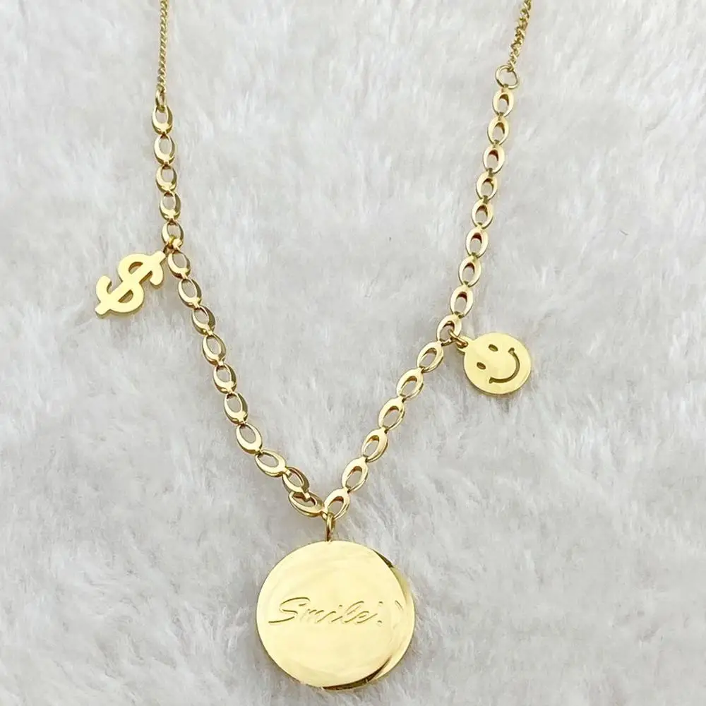 

Hot Sell Smiling Face 2020 Fashion New Goddess Luxury Women Necklace Gold Color Luxe Jewelry Stainless Steel