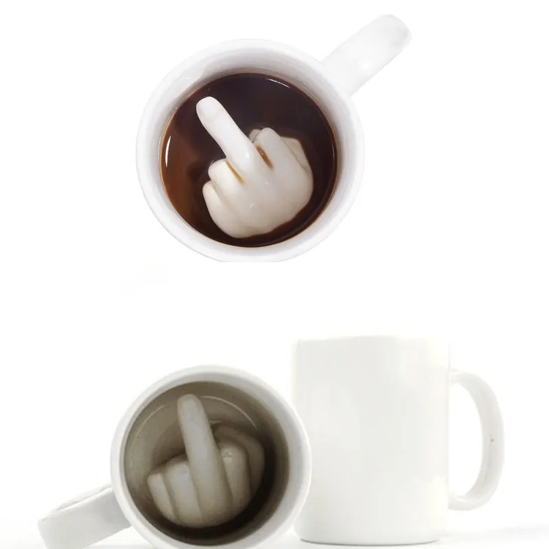 

Креативная белая чашка в стиле среднего пальца, новинка, чашка для смешивания кофе и молока, стандартная емкость, чашка для воды, Прямая пост...