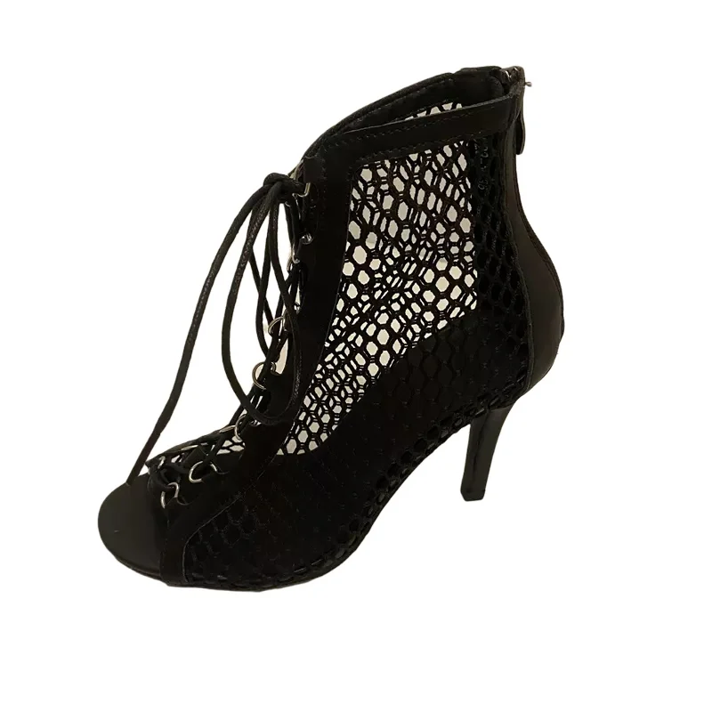 

Hollow Mesh Sandals Boots Females 2021 Summer Ankle Boots Cross Lace Up Peep Toe Stiletto Sexy Roman Shoes Gladiator High Heels