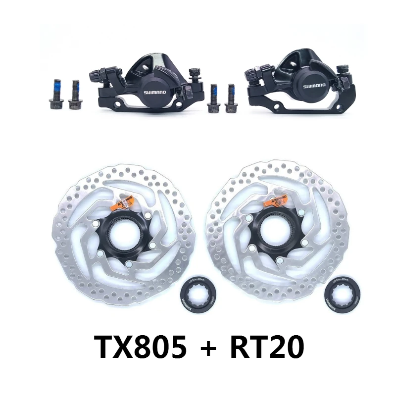 TX805 With RT20 BR-TX805 механические дисковые тормозные суппорты для Tourney XT с резиновыми накладками M375 суппорт w/n HS1 RT20 RT26 ротор - Цвет: TX805 With RT20