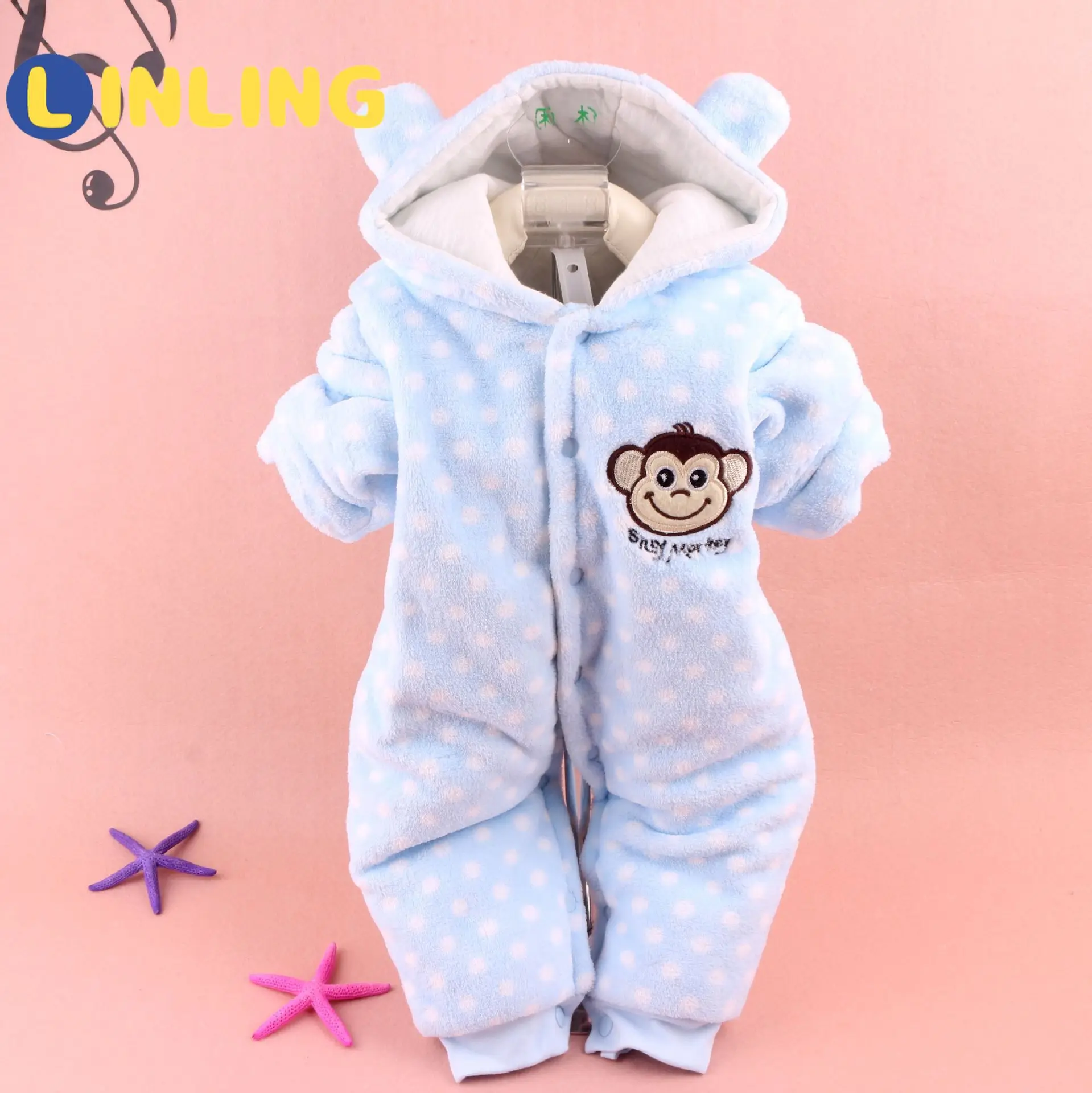 

LINLING Infant Clothing Winter Newborn Baby Clothes Cotton Long Sleeve Romper Jumpsuit Coral Fleece Cute Girl Boys Clothes P859
