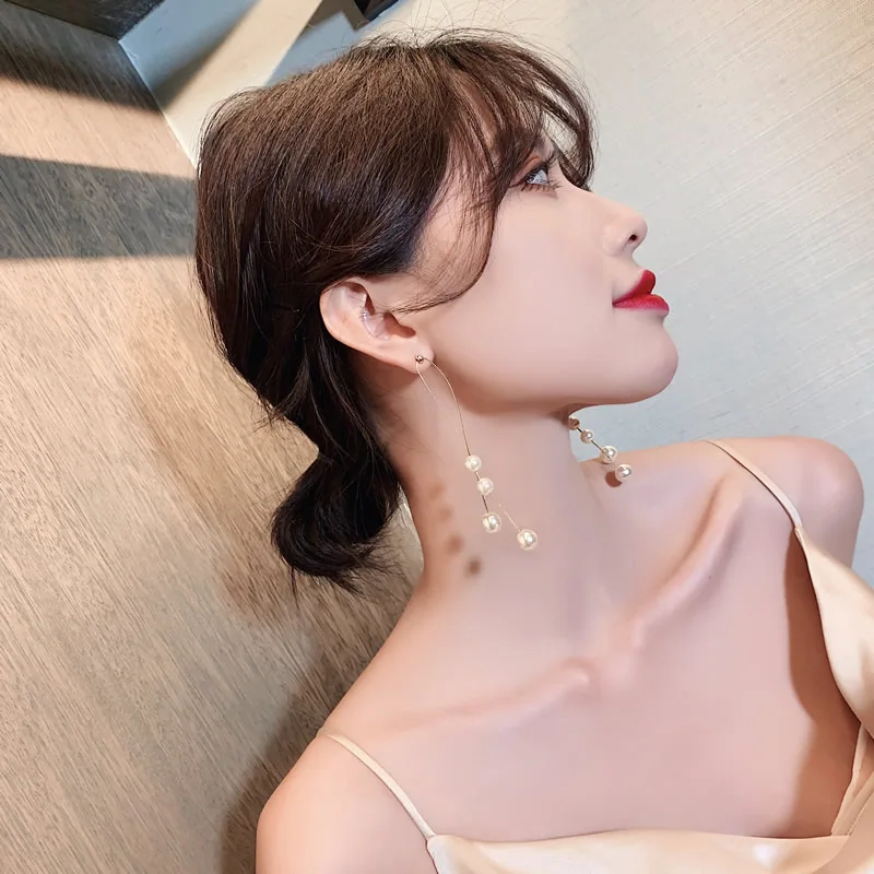 

BIJOX STORY 925 Sterling Silver Earrings with Pearl Gemstone Korean Style Jewelry Drop Earrings for Women Wedding Promise Party