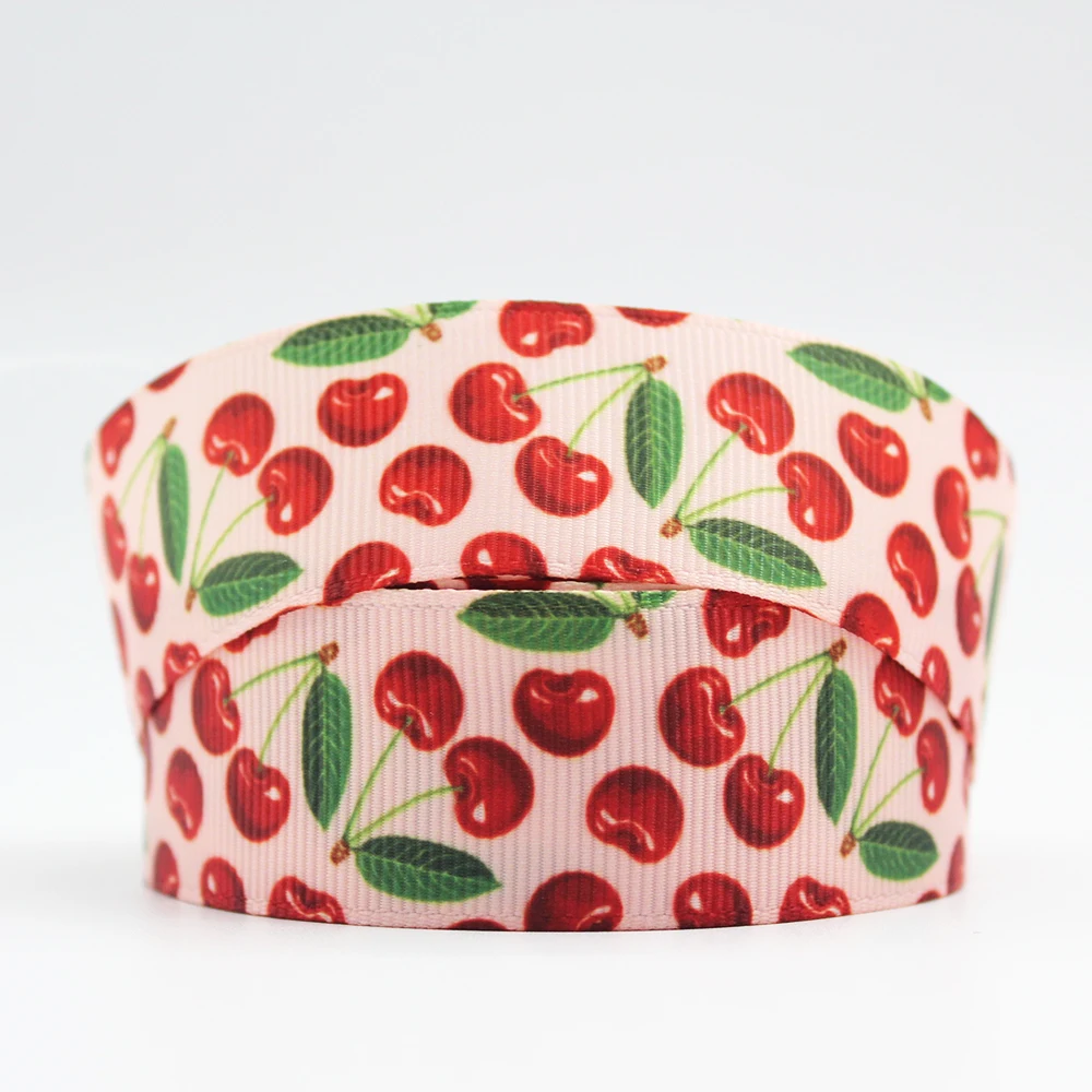 

Brand New Cherry Fruit Cartoon Ribbon 10 Yards/25 Yards/50 Yards Diy Handmade Materials Headdress Cake Grosgrain Tape