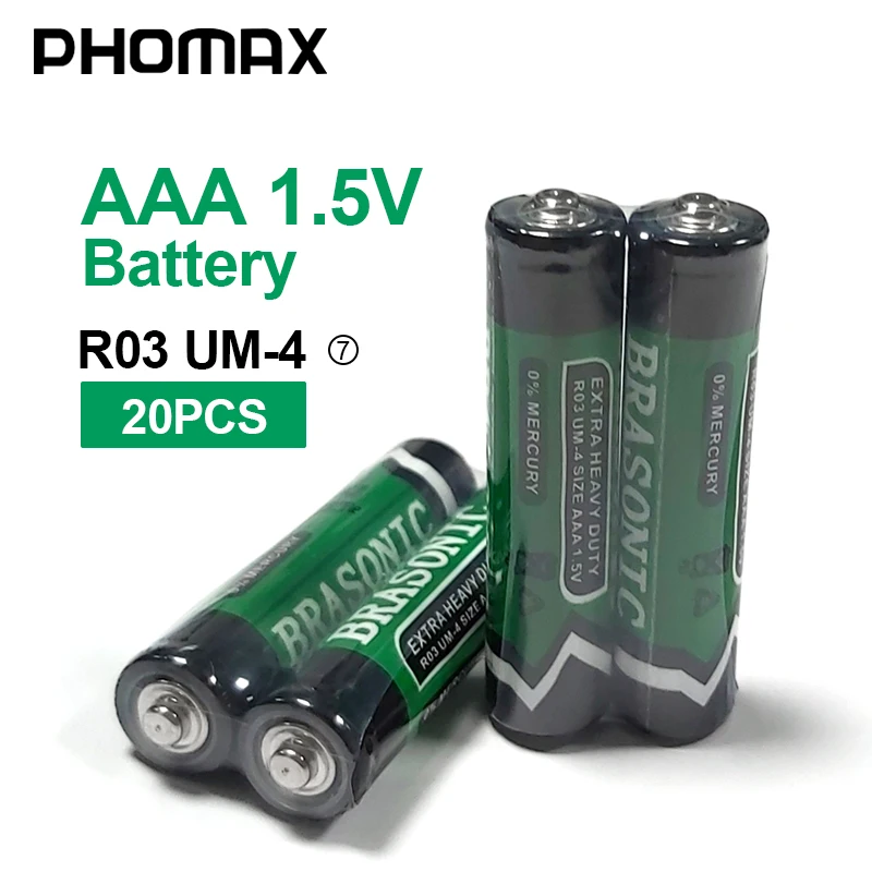 PHOMAX 20 шт./упак. 1 5 v aa углеродная цинковая батарея сухая LST7AAA UM4 R03 радио камера