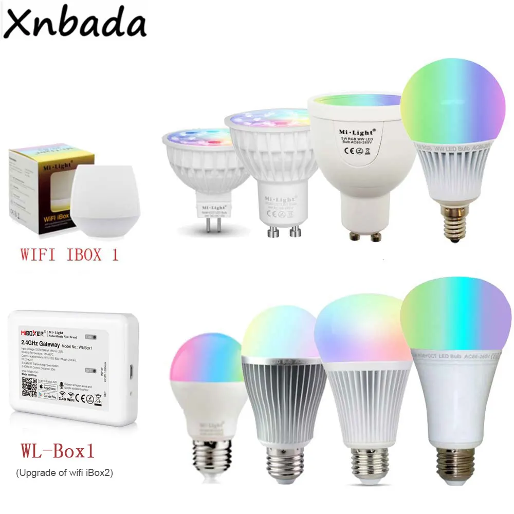 MiBoxer(Milight) диммируемая MR16 GU10 E14 E27 4 Вт 5 6 9 12 светодиодная лампочка прожектор 2 г RF