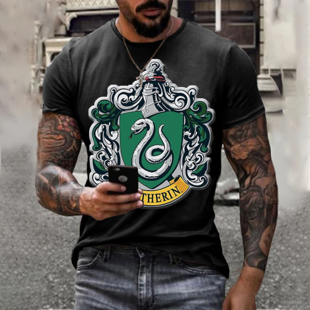 

Men's T-shirt Fashion Snake Printed Animal Pattern Male Street Handsome Men's Short Sleeve Casual O-Neck T-Shirt Top Loose Large