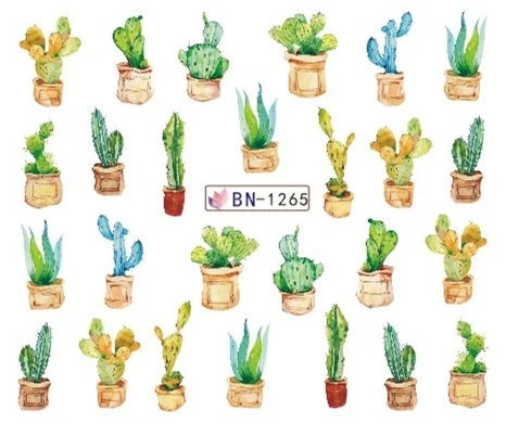 

Nail Sticker Water Decals Cactus Succulents Nails Art Stickers Slider Foil Wraps Designs Decoration Manicure Accessories