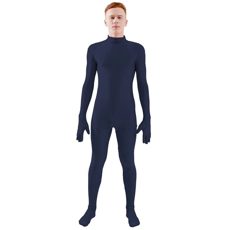 Navy Ensnovo, мужской костюм из лайкры и спандекса, водолазка, костюм для йоги, Одежда для танцев, цельный костюм на заказ, костюм для костюмированной вечеринки - Цвет: Navy