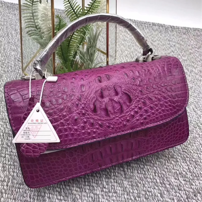 Сумка женская из крокодиловой кожи оранжевая | Багаж и сумки