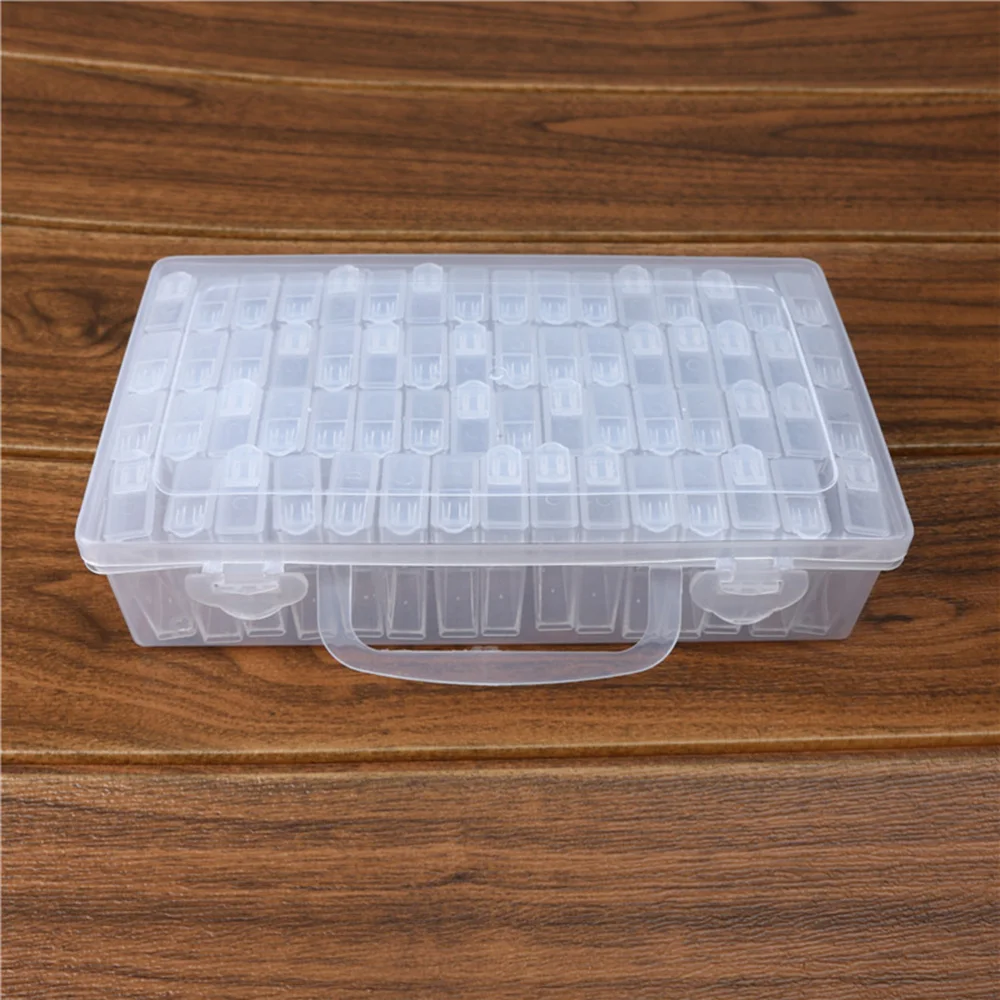 

64 Grids Clear Jewellery Box Organizer Storage Container with Removable Dividers Nail Art Rhinestone Diamonds Beads Earr