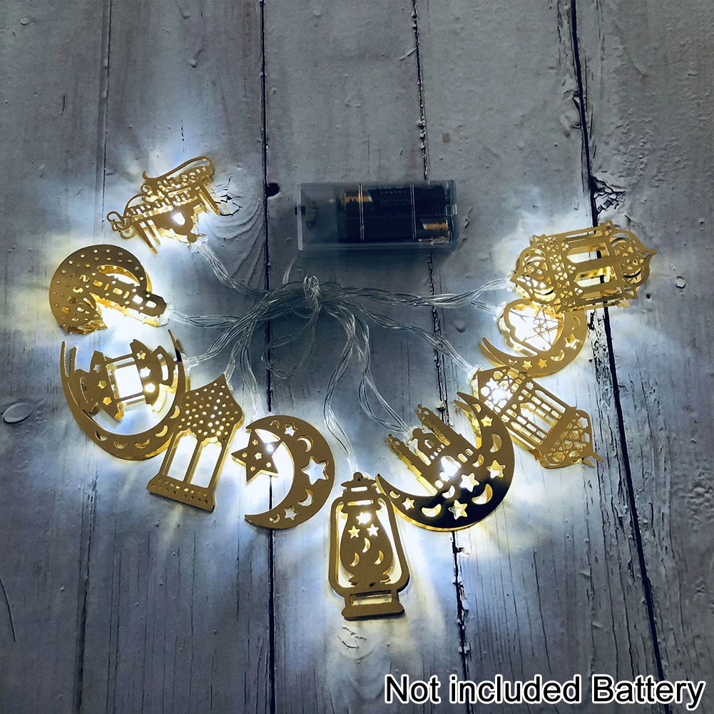 

Home Party Iron Art Battery Operated 10 Lamp For Ramadan Gift Festival Decor Christmas Hanging LED String Light Eid Lanterns DIY