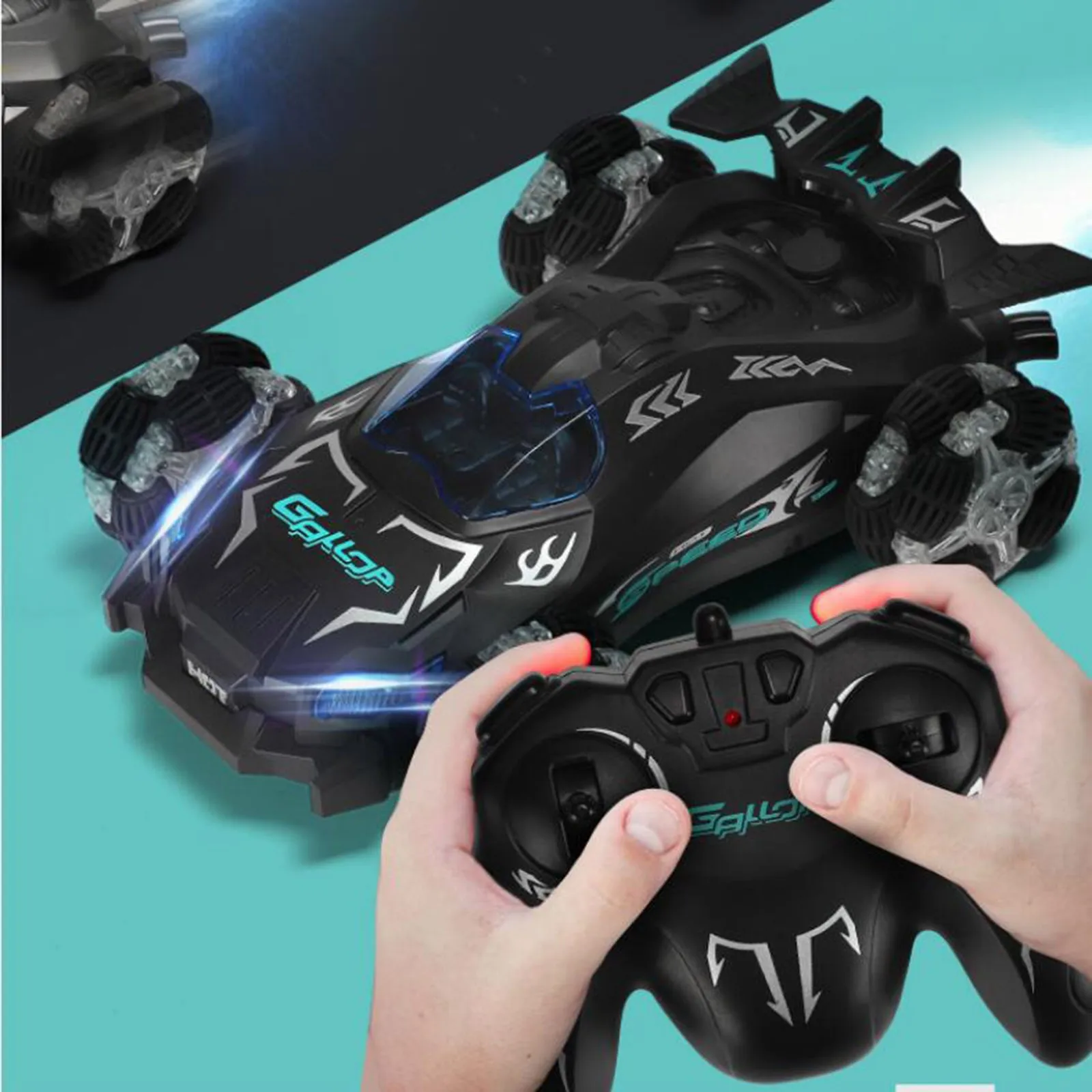 Черная крутая трюковая машинка с дистанционным управлением игрушечная