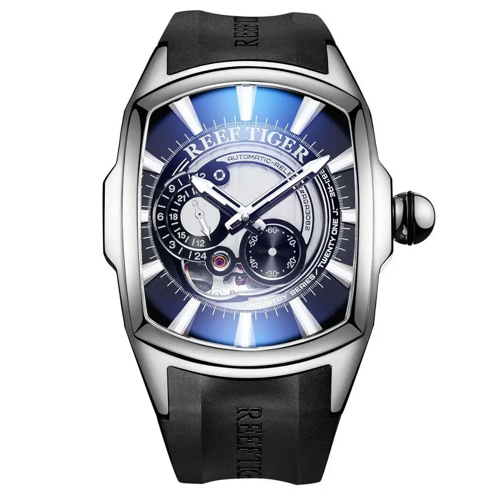 RGA3069S-YBWB Reef Tiger/RT Новое поступление спортивные мужские автоматические черные водонепроницаемые часы с резиновым ремешком RGA3069S - Цвет: RGA3069S-YBWB