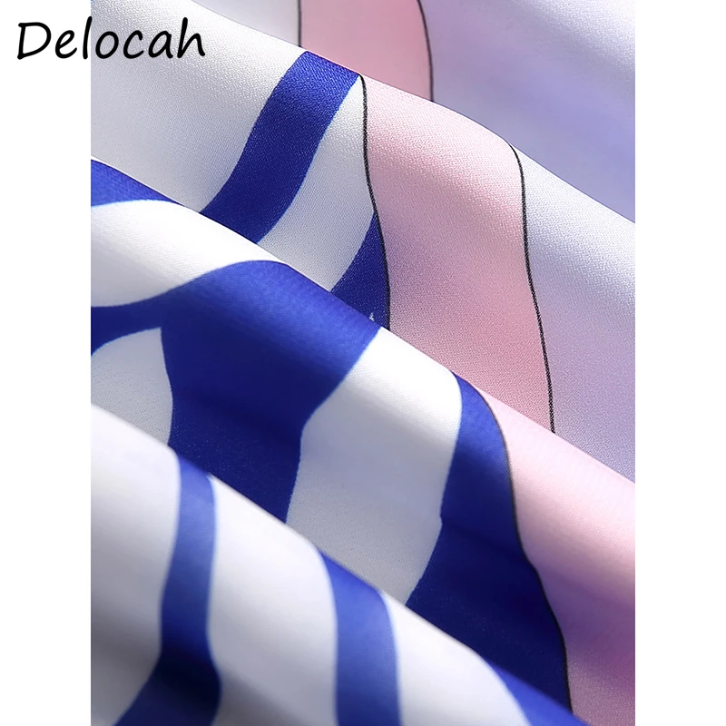 

DelocahSpringSummer WomenDress RunwayFashionDesigner Long Sleeve Simple Ruffles Printed Holiday Ladies A-line Long Dresses