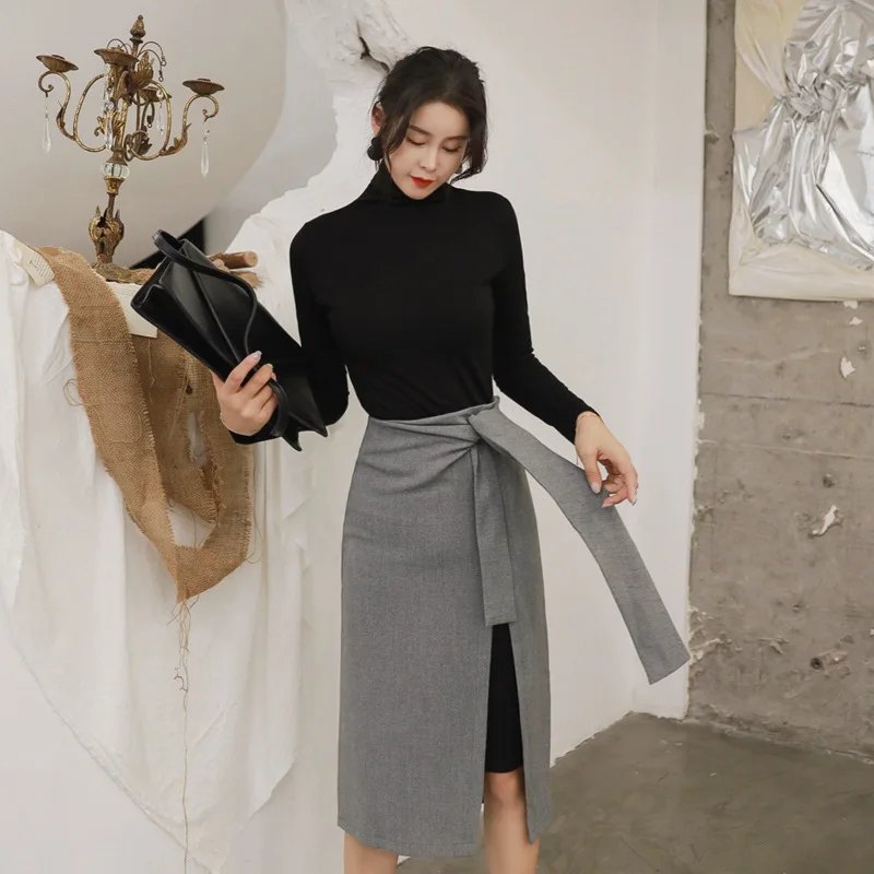 Комплект из двух предметов 2019 новое осенне зимнее женское облегающее платье с