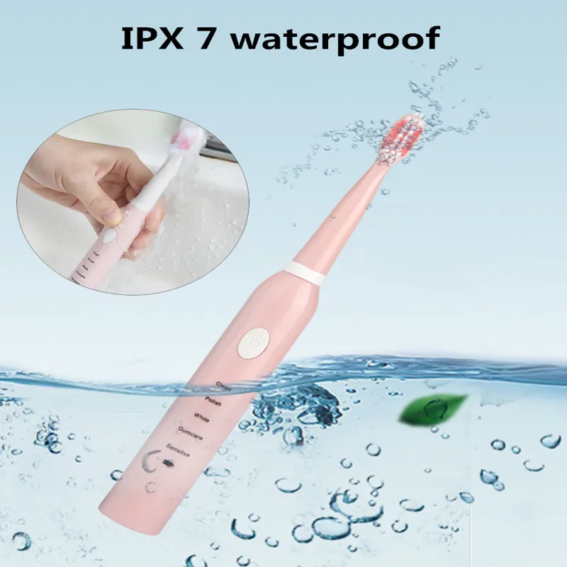 Водонепроницаемая электрическая зубная щетка для взрослых перезаряжаемая