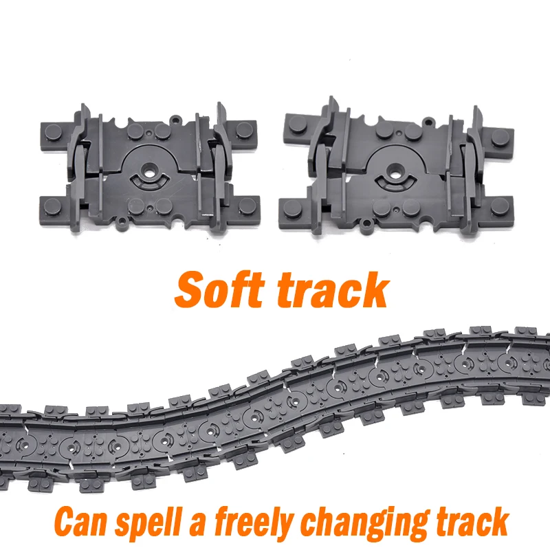 

City Trains Flexible Tracks Forked Straight Curved Rails Switch Building Block Bricks High-Tech Creator Toys for kid
