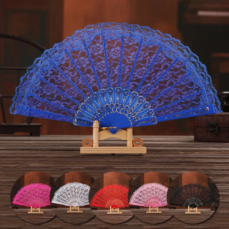 Женский кружевной веер черно-белая ткань складной в викторианском испанском