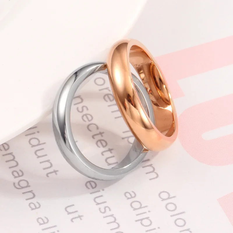 MAE Classical INS Rings Silver Rose Gold 4mm Round Titanium Stainless Steel For Women Men Simple Style Fashion Jewelry | Украшения и