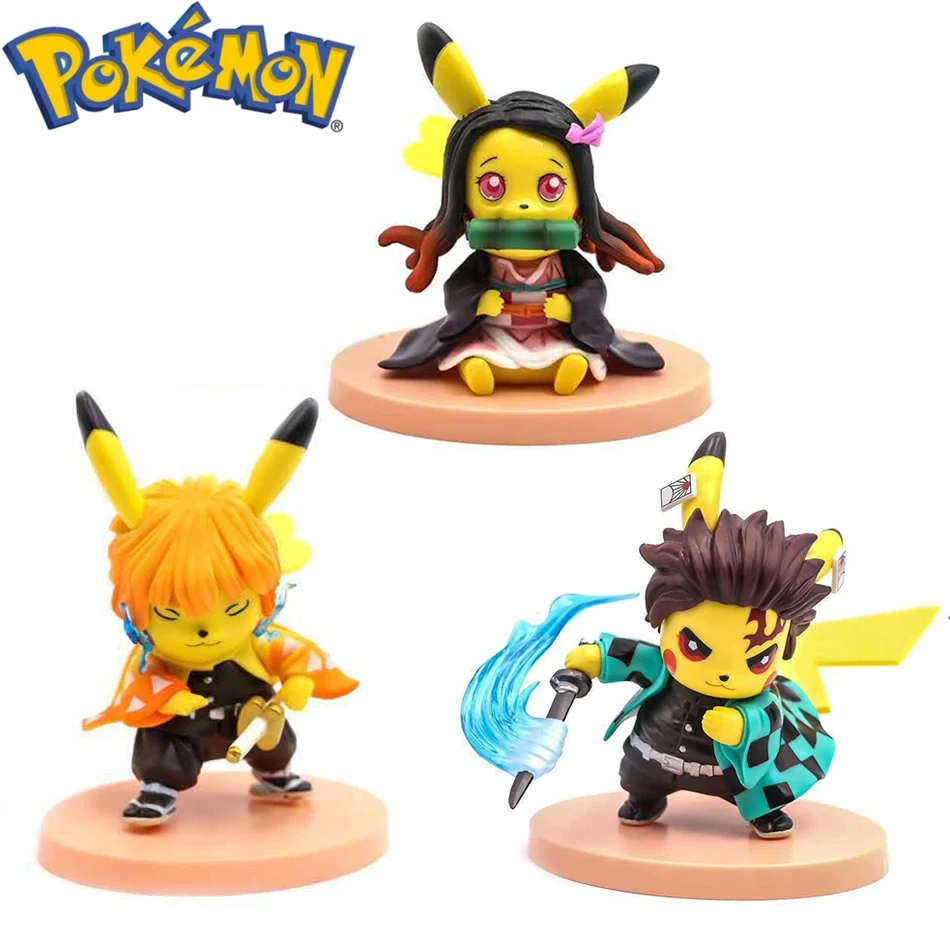 

Фигурки героев Аниме Косплей демона Slayer Покемон Пикачу модели игрушки кавайные Мультяшные фигурки куклы милый подарок на день рождения для...