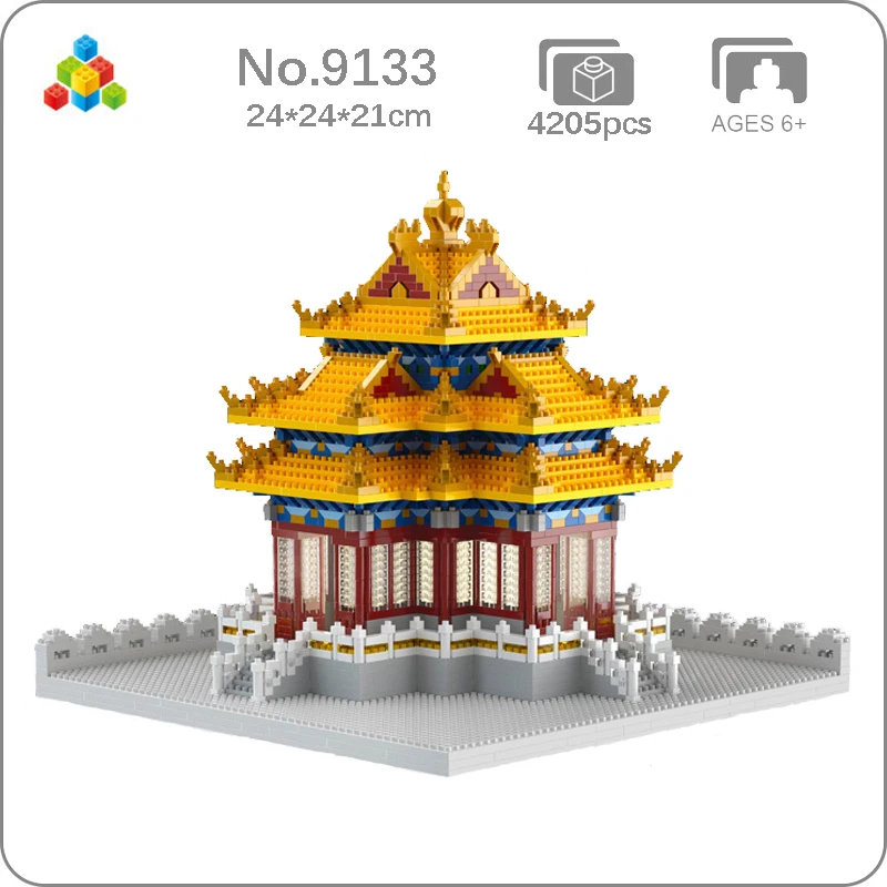 

YZ Architecture Turret of Imperial Palace Museum Ancient Tower 3D Model Building Blocks Set DIY Mini Diamond Bricks Toy for Boys