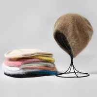 visrover%c2%a010 colors solid color rabbit fur winter beanies%c2%a0for woman long hair warm cap casual high quality soft handfeeling gift