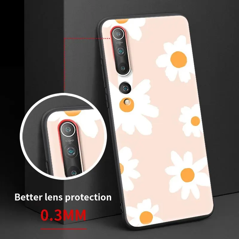 

Little Wild Chrysanthemum Cover For Xiaomi Mi 9T Note 10 A2 8 9 Lite Note CC9E CC9 Pocophone F1 SE Black Soft Phone Coque Shell