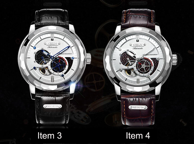 Швейцарские Топ люксовый бренд NESUN Skeleton Tourbillon часы для мужчин автоматические мужские часы 100 м водонепроницаемые спортивные часы relogio N9810-3