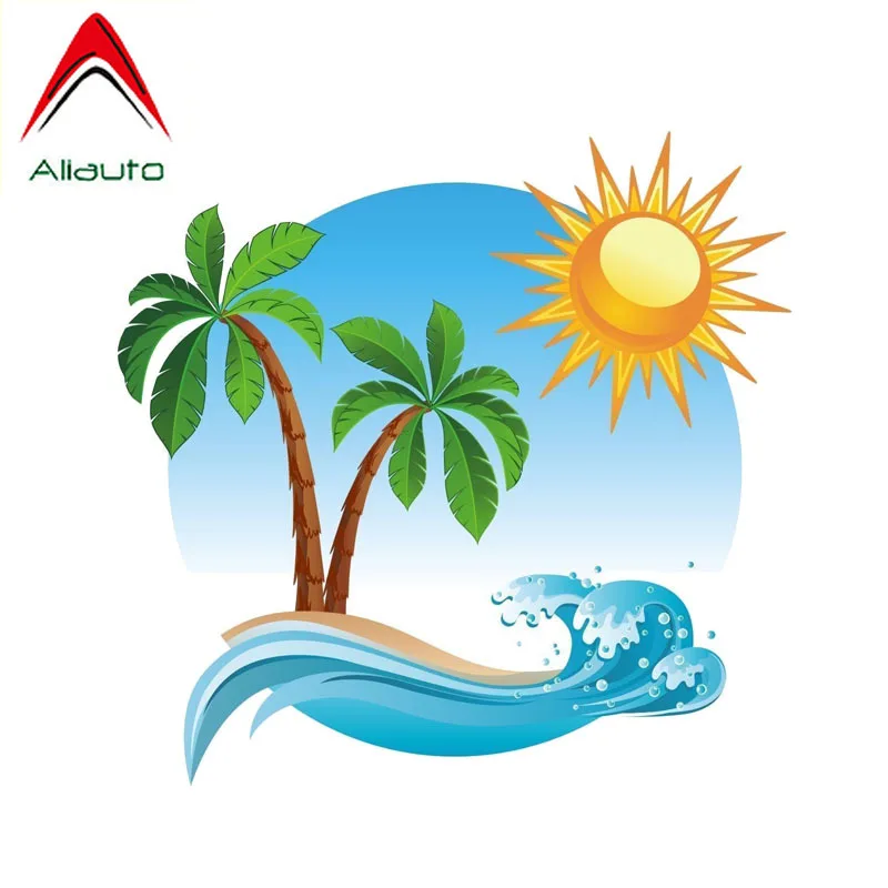 

Aliauto Personality Funny Car Sticker Palm Tree Tropical Island Waterproof Sunscreen Anti-UV Cover Scratch Decal PVC,15cm*14cm