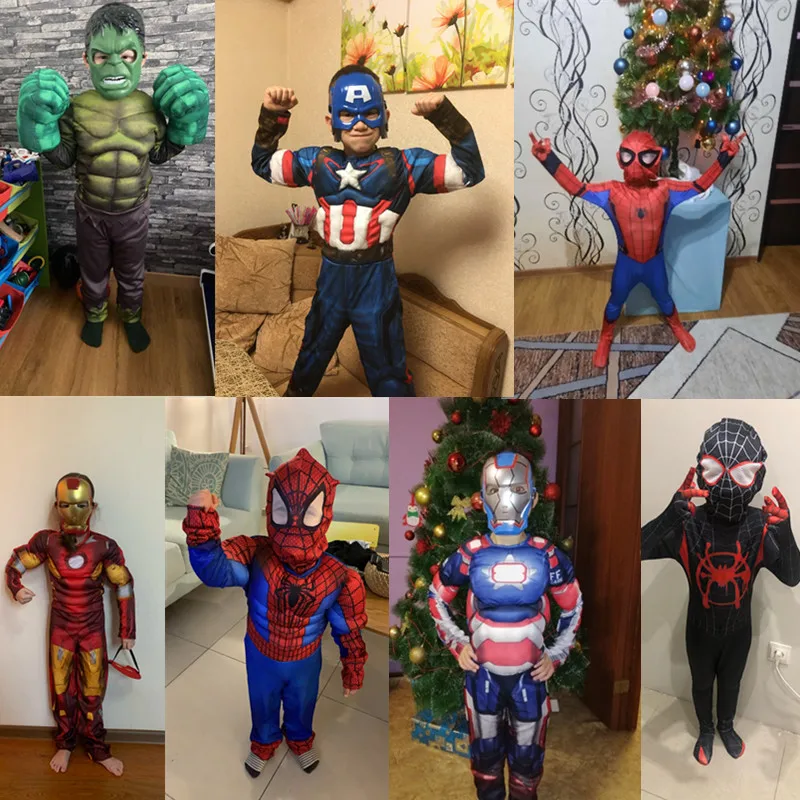 Children's Spider-Man Hulk Iron Man Captain America Superhero Costume Kids Halloween Avengers Cosplay Jumpsuit |