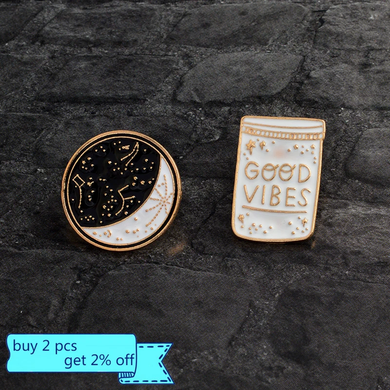 Go stargazing! Заколки созвездия Кот КИТ Акула Звездная Луна Гора заколки на лацкан