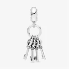 100% Настоящее Стерлинговое Серебро 925 пробы Love Key Charm Fit оригинальный браслет Pandora для женщин на день рождения модные ювелирные изделия подарок