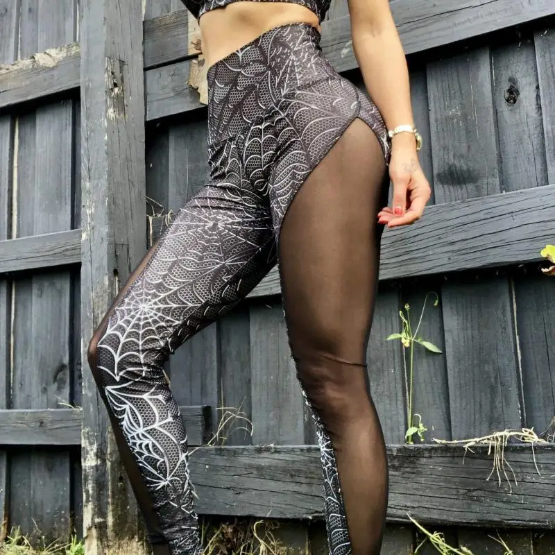 ATHVOTAR сексуальные сетчатые Лоскутные Леггинсы пуш-ап для фитнеса женские черные