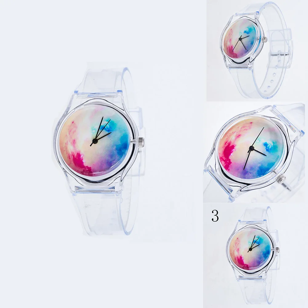 

Fashion Women Wristwatches Plastic Clock Transparent Strap Student Sport Watches Lady Girls Casual Quartz Watch Drop Shipping