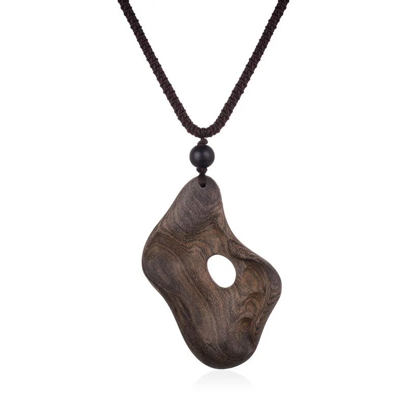 

Vintage Necklaces Pendants Irregular Wooden Jewelry For Women Men Long Rope Chain Fashion Accessories Wholesale 2020